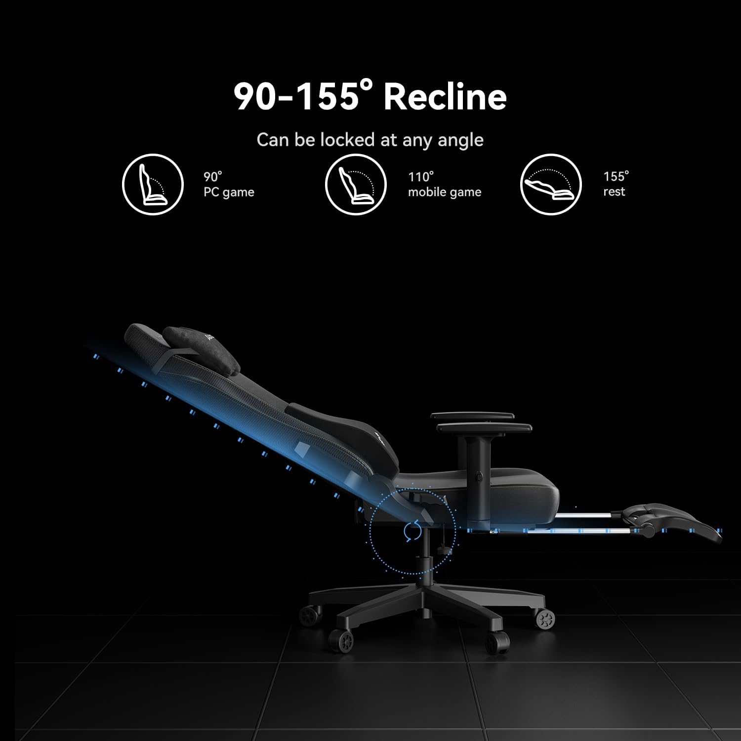 AutoFull C3 Gaming Chair, Racing Style Gaming Chair with Ergonomic Lumbar Support,Adjustable High Back Velvet Material PC Chair with Footrest,Black