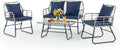 DUMOS Outdoor 4 Piece Patio Furniture Set, Wicker Patio Set with Thick Sandwich Structure Cushions, Deep Seating All-Weather Rattan Sofa and Functional Glass Table for Porch, Lawn, Grey