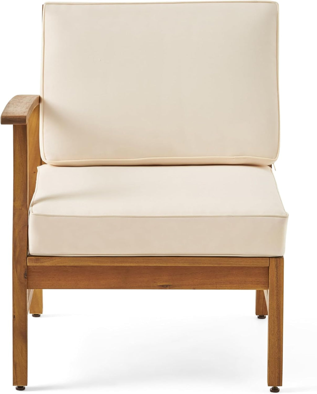 Christopher Knight Home Perla 5 Piece Patio Furniture Set, 5 Seater Acacia Wood Outdoor Corner Sofa Set, Patio Sectional Sofa Couch with Water Resistant Cushions, Teak+Cream