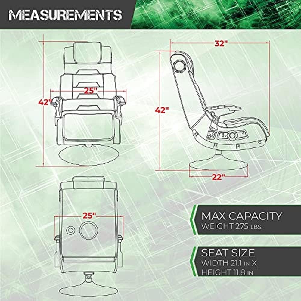 X Rocker PC Computer Gaming Desk Chair, Built-in Audio, College Dorm Essentials for Guys and Girls, Bedroom, Dorm Room Essentials, Foldable, Gifts for Gamers