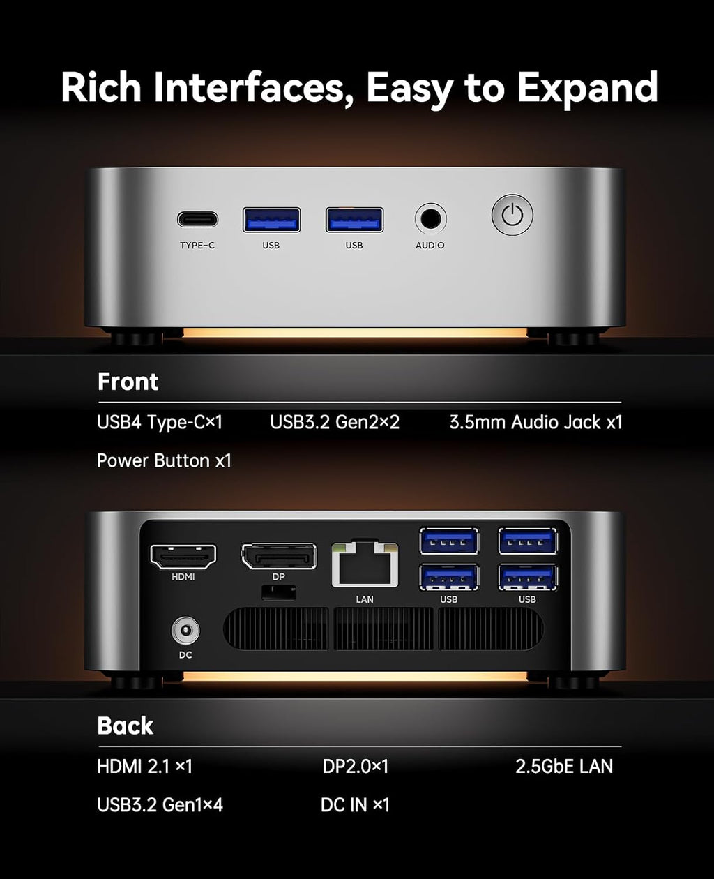 ACEMAGICIAN W1 Mini PC - AMD Ryzen 7 8745HS(Upgraded 6800H), 32GB DC5600MHz DDR5 1TB PCIe4.0 M.2 SSD Mini Computers(8C/16T, up to 4.9GHz), Radeon 780M 8K Triple Display USB4 WiFi6/BT5.2, VESA 2.5GbE