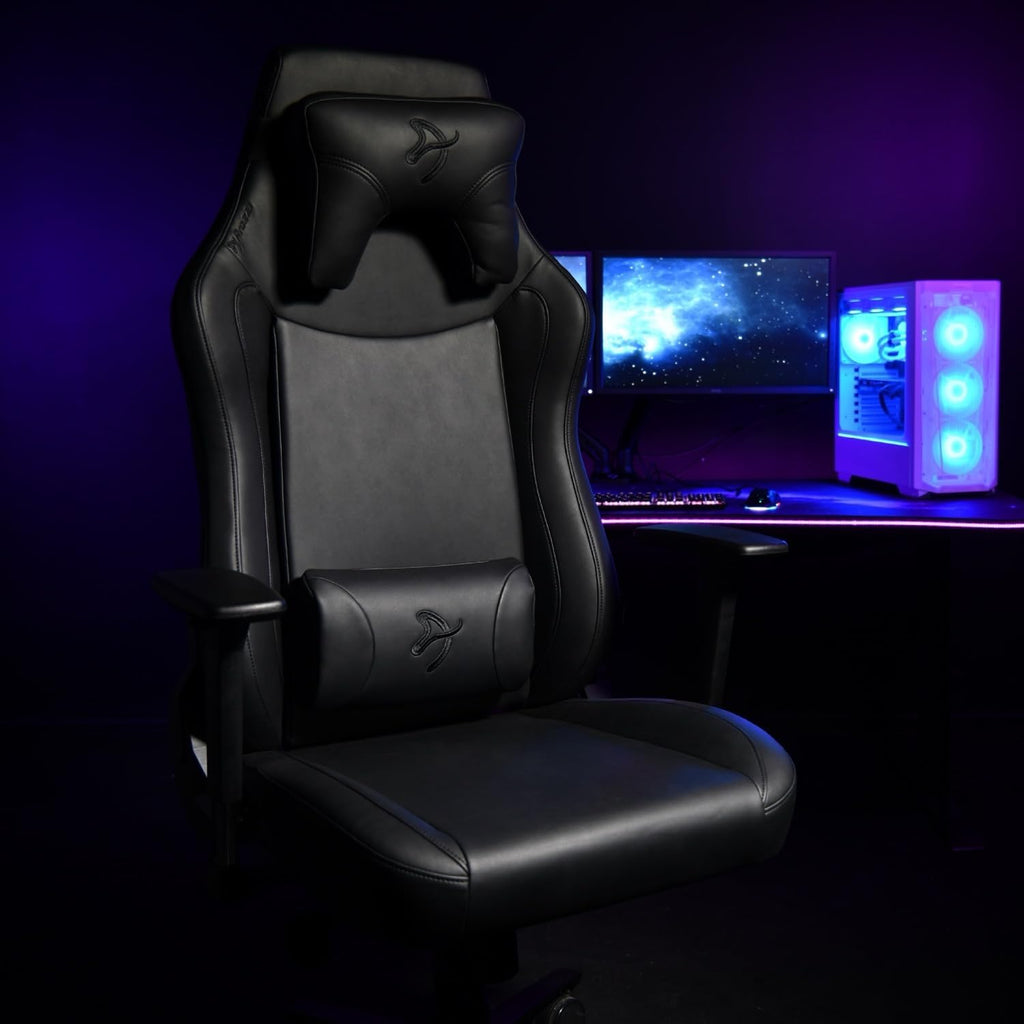 Arozzi Vernazza XL Soft PU Ergonomic Computer Gaming/Office Chair with High Backrest, Recliner, Swivel, Tilt, Rocker, Adjustable Height and Adjustable Lumbar and Neck Support - Pure Black
