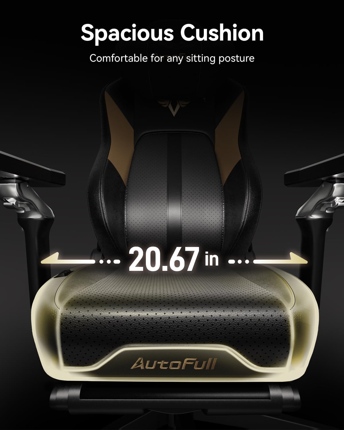 AutoFull M6 Gaming Chair, Ventilated and Heated Seat Gaming Chair with 360° Adjustable Armrest, AUTO Dynamic Tracking Lumbar Support Ergonomic Office Chair with Footrest, Black