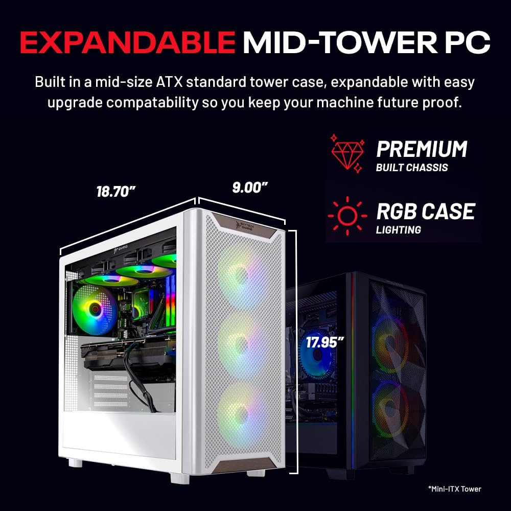 Skytech Gaming Chronos 3 Gaming PC, AMD Ryzen 7 7800X3D 4.2GHz, NVIDIA RTX 5060 Ti 8GB VRAM, 1TB NVMe SSD, 32GB DDR5 RAM 5600, 650W Gold PSU, 360 ARGB AIO, Wi-Fi, Win 11, Desktop
