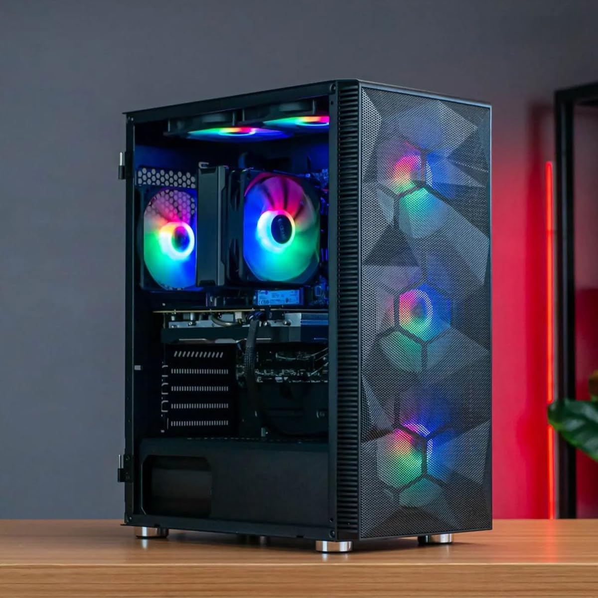 Skytech Gaming Storm Desktop PC, Ryzen 5 5500 3.6 GHz (4.2GHz), AMD RX 9060XT 8GB, 1TB NVMe SSD, 16GB DDR4 RAM 3200, 650W Gold PSU, Wi-Fi, Win 11