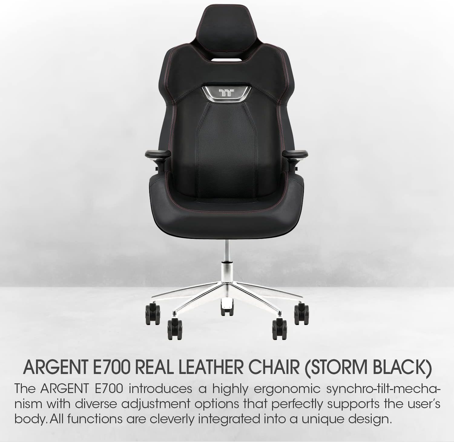 Thermaltake Argent E700 Real Leather Gaming Chair (Storm Black) Design by Studio F∙A∙Porsche, GGC-ARG-BBLFDL-01