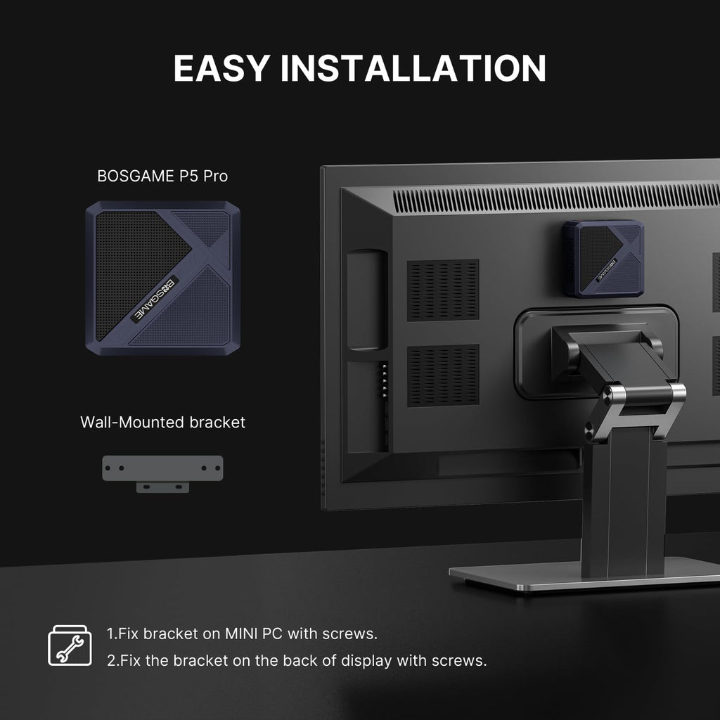 BOSGAME P5 Pro Mini PC, AMD Ryzen 7 6800H Mini Computers, 32GB DDR5, 1TB PCIe SSD, 4K Triple Display & USB4, Dual 2.5G LAN & Wi-Fi 6E & BT5.2, Desktop Computer for Gaming, Office