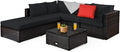 Tangkula 6 Piece Patio Furniture Set, Outdoor Deck Lawn Backyard Durable Steel Frame PE Rattan Wicker Sectional Sofa Set, Conversation Set with Coffee Table (Black)