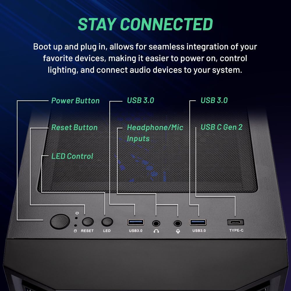 Skytech Gaming Shadow Gaming PC Desktop – AMD Ryzen 5 3600 3.6 GHz, NVIDIA RTX 3060, 1TB NVME SSD, 16GB DDR4 RAM 3200, 600W Gold PSU, 11AC Wi-Fi, Windows 11 Home 64-bit,Black