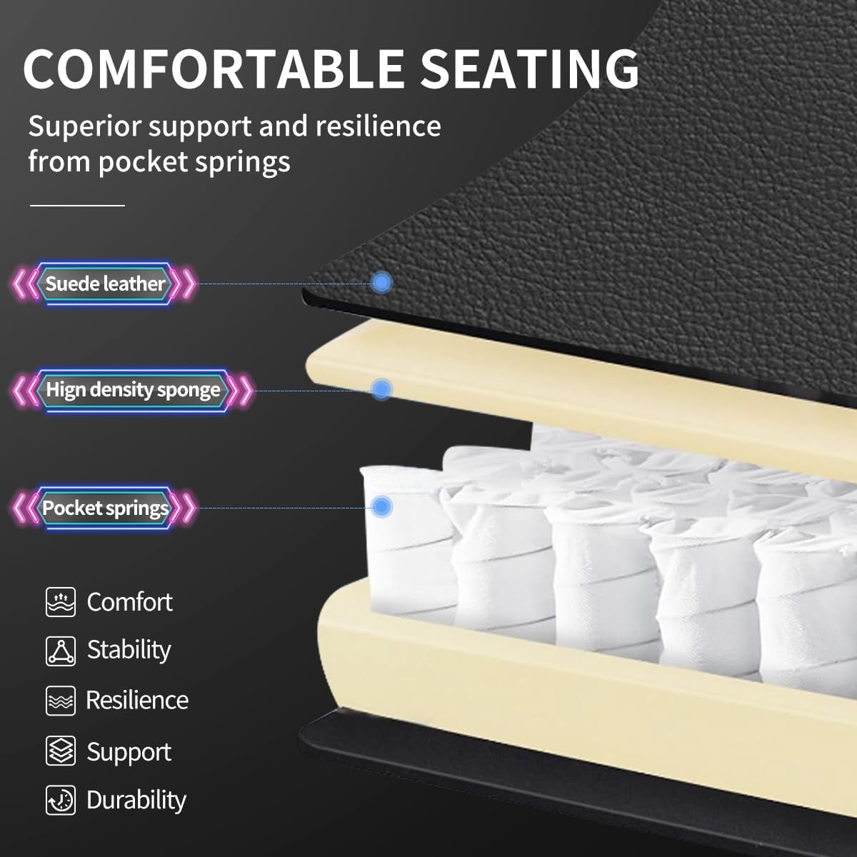 Gaming Chairs for Adults Tall and Kids，Lumbar Support,LED Lights，High Back Reclining Computer Chair with Headrest (Black+White)