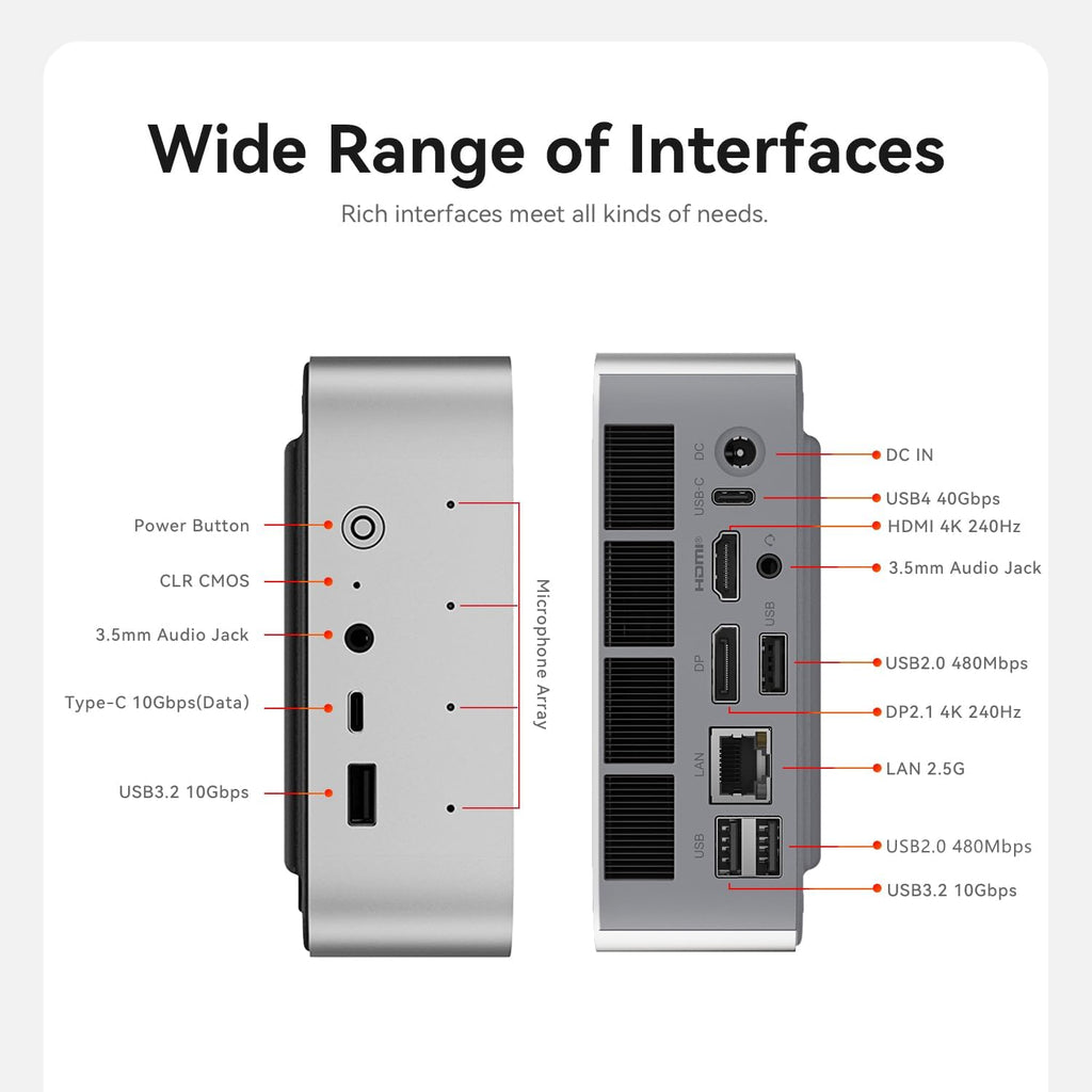 Beelink SER9 Pro AI Mini PC, AMD Ryzen 7 H 255(8C/16T,4.9GHz), 32G LPDDR5X 1TB PCIe4.0 x4 SSD, Mini Computer AMD Radeon 780M Triple Display/USB4/WiFi6/BT5.2/2.5G