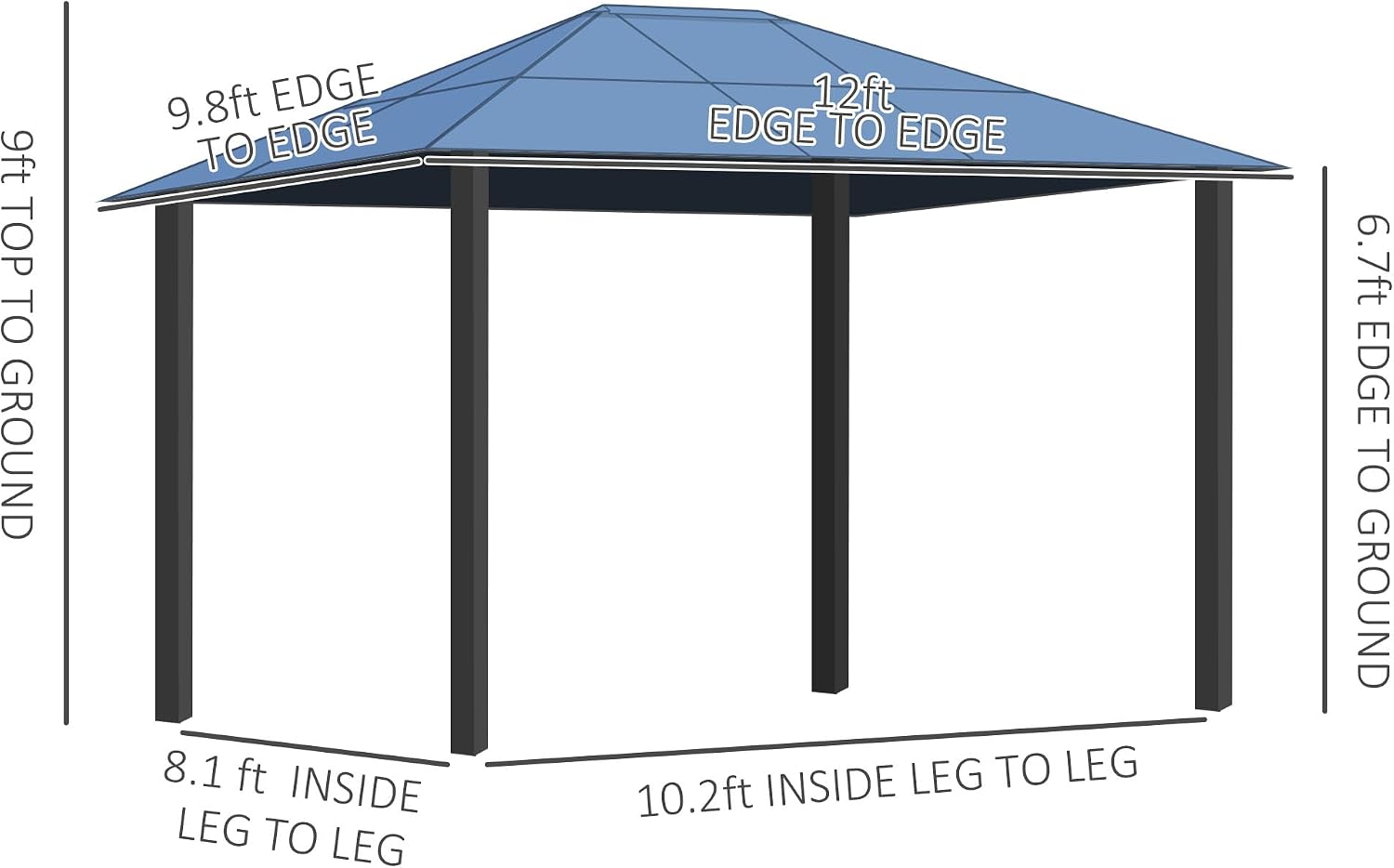 Outsunny 10' x 12' Hardtop Gazebo Canopy with Polycarbonate Roof, Aluminum Frame, Permanent Pavilion Outdoor Gazebo with Netting, for Patio, Garden, Backyard, Deck, Lawn, Dark Brown, Off-White