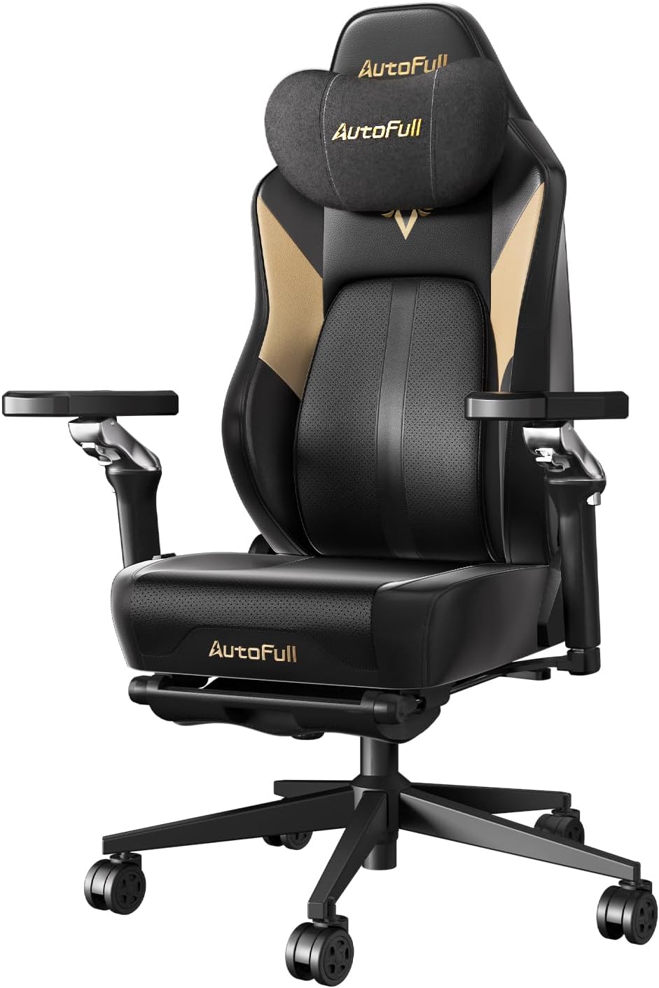 AutoFull M6 Gaming Chair, Ventilated and Heated Seat Gaming Chair with 360° Adjustable Armrest, AUTO Dynamic Tracking Lumbar Support Ergonomic Office Chair with Footrest, Black