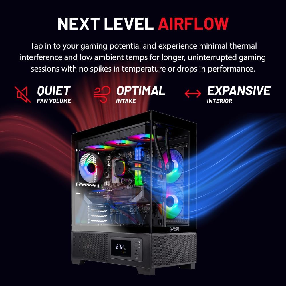 Skytech Gaming Azure 3 Plus Gaming PC, AMD Ryzen 7 7700X 4.5GHz, AMD RX 9070 16GB VRAM, 2TB Gen4 NVMe SSD, 32GB DDR5 RAM 6000, 850W Gold ATX 3 PSU, 360 ARGB AIO, WI-FI 5, Windows 11, Desktop
