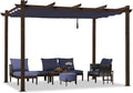 PURPLE LEAF Pergola 10' X 12' Outdoor Retractable Metal Patio Pergola with Shade Cover for Garden Yard Pavilion Grill for Beach Deck Gazebo, Navy Blue