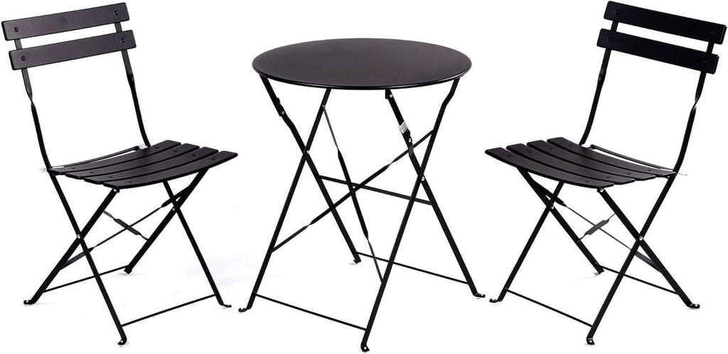 Grand patio Premium Frame Patio Bistro Set, Folding Outdoor Patio Furniture Sets, 3-Piece Patio Table and Chairs Set, Black