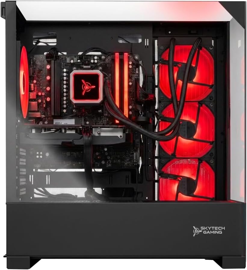 Skytech Gaming Shadow 5 Gaming PC, AMD Ryzen 7 7700 3.8GHz, NVIDIA RTX 5070 12GB VRAM, 1TB NVMe SSD, 32GB DDR5 RAM 6000, 750W Gold PSU, 360 ARGB AIO, WI-FI 5, Windows 11, Desktop