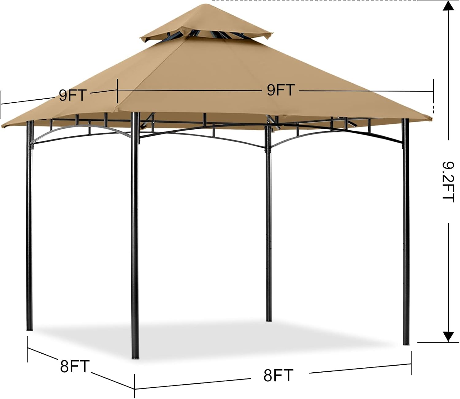 MASTERCANOPY Outdoor Garden Gazebo for Patios with Stable Steel Farme (9x9,Beige)