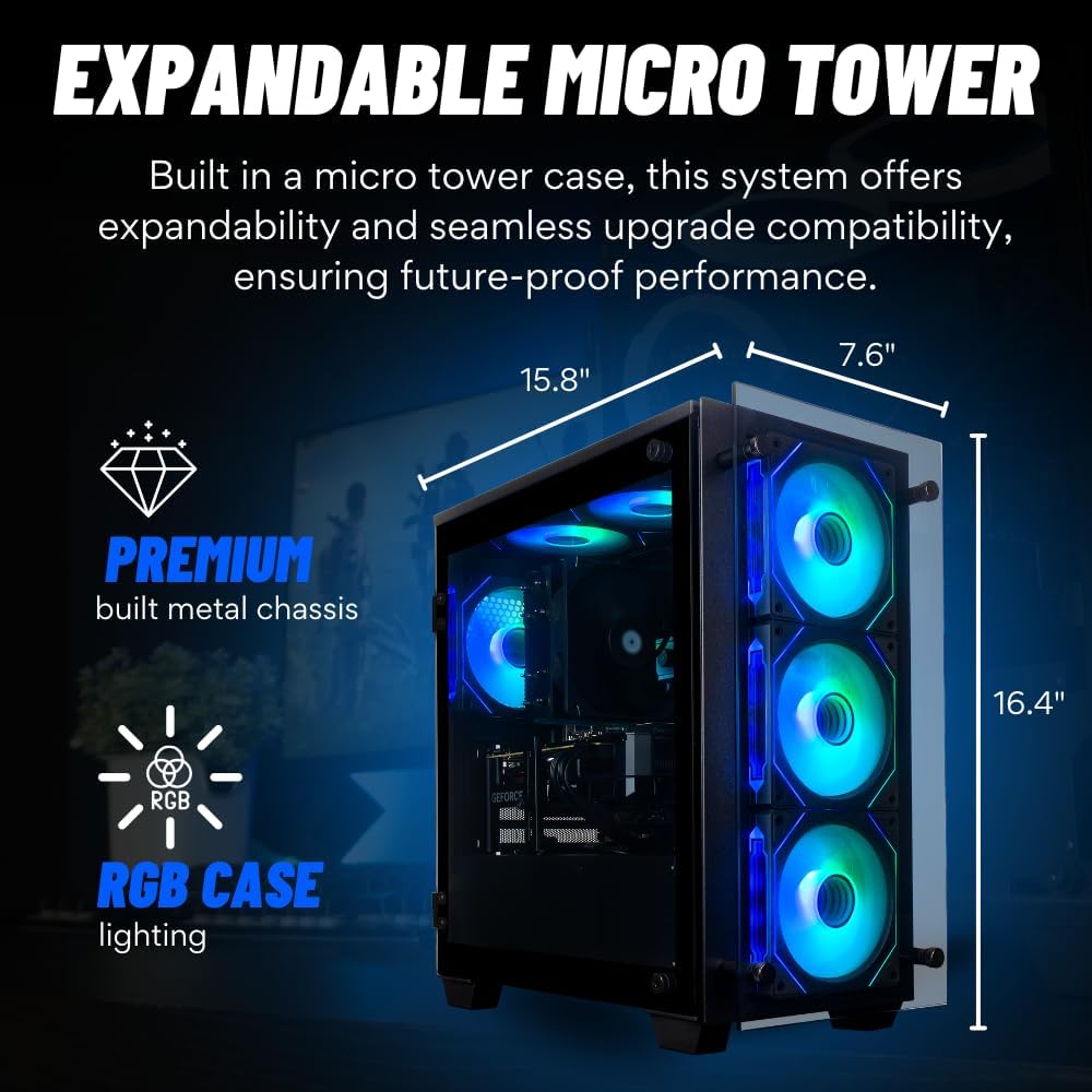 Stratos Micro Desktop PC - AMD Ryzen 7 5700G, 16GB RAM, 1TB NVME SSD, WiFi, Windows 11 Pro - Home, Office, Student and Business Workstation - Assembled in USA - 3yr Warranty