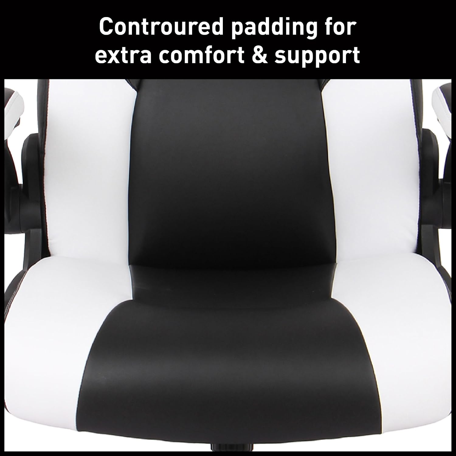 Realspace RS Gaming™ RGX Faux Leather High-Back Gaming Office Chair, Black/White, BIFMA Compliant