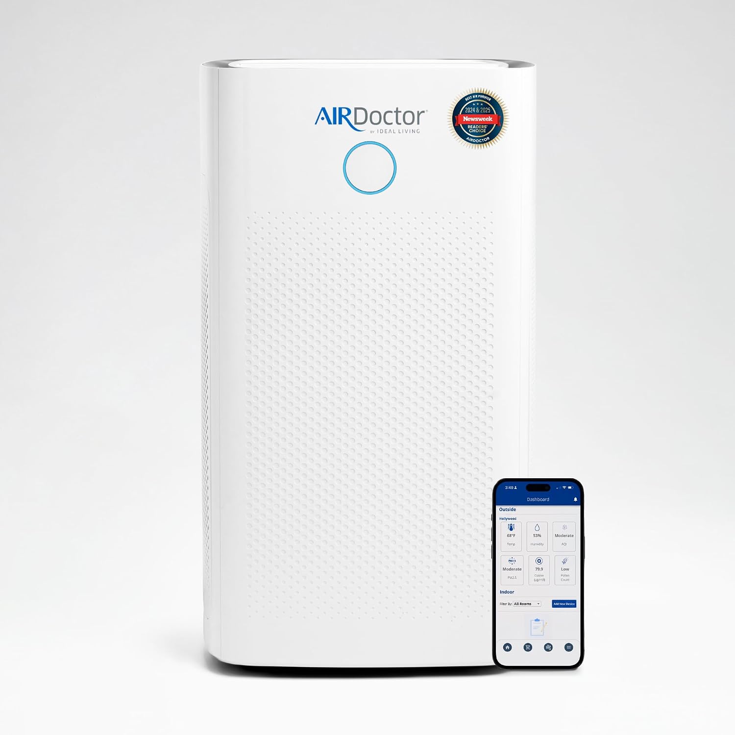 AIRDOCTOR AD5500 Smart App Air Purifier. Cleans Whole Home, XL Rooms Up to 4172 ft2. Removes Allergens, Smoke, Dust, Mold, Pet Hair, Odors, Pollen. Hospital-Grade UltraHEPA, Premium Carbon Filtration