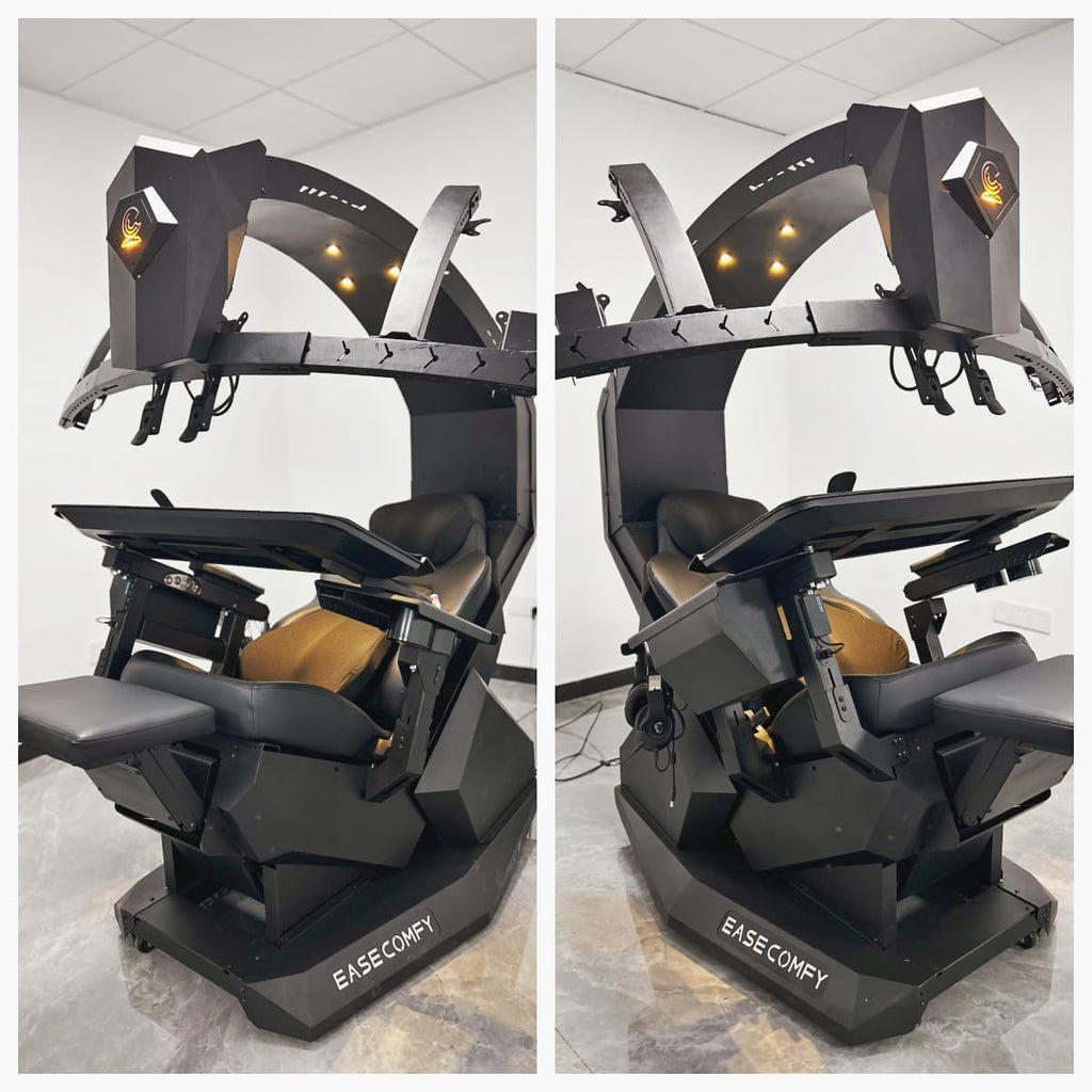 Imperatorworks EASECOMFY T2 Throne Computer Cockpit for 3 Monitors, Zero Gravity Chair Workstation,can Extend for 5 Monitors Support ultrawide 1 * 49' Option with Massage Function
