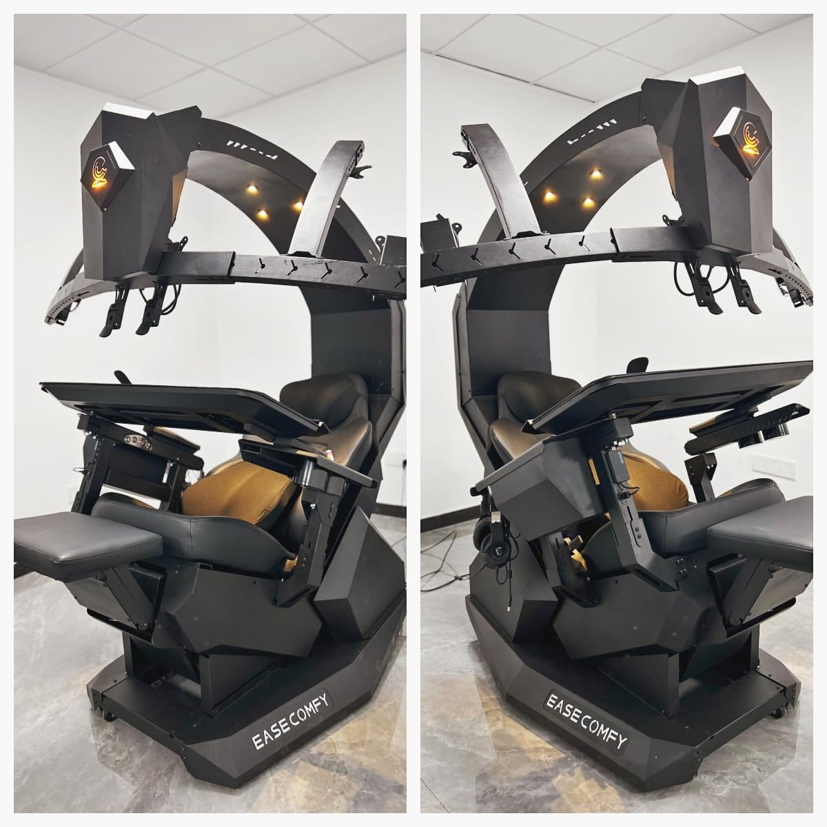 Imperatorworks EASECOMFY T2 Throne Computer Cockpit for 3 Monitors, Zero Gravity Chair Workstation,can Extend for 5 Monitors Support ultrawide 1 * 49' Option with Massage Function