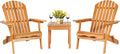 Tangkula 3 Pieces Adirondack Chair Set, Outdoor Wood Furniture Set with 2 Folding Lounge Chairs & Side Table, Widened Armrest, Slatted Design, All Weather Conversation Set for Garden Patio Backyard