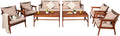 Tangkula 8 PCS Patio Wood Sofa Set, Outdoor Acacia Wood Seating Chat Set with Cushions & Coffee Table, Sectional Conversation Sofa Set for Garden, Backyard, Poolside (2, Brown)