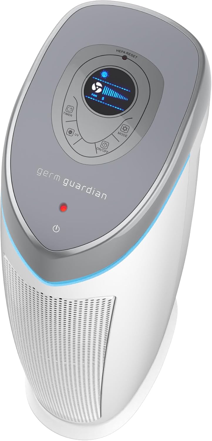 GermGuardian Air Purifier with Genuine HEPA 13 Pet Pure Filter, Removes 99.97% of Pollutants, Covers Large Rooms up to 915 Sq. ft. in 1 Hour, UV-C Light Helps Reduce Germs, 28', White, AC5250WPT