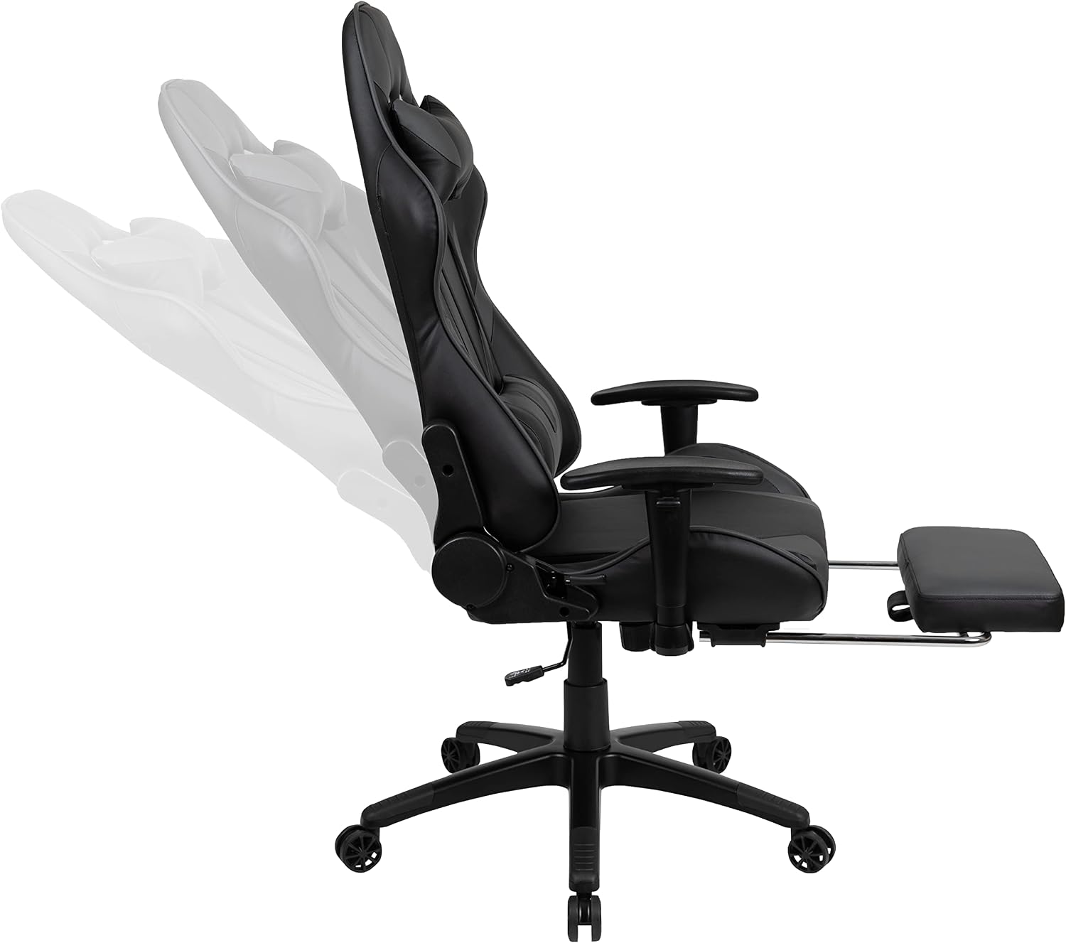 Flash Furniture Red Gaming Desk with Cup Holder/Headphone Hook & Gray Reclining Gaming Chair with Footrest