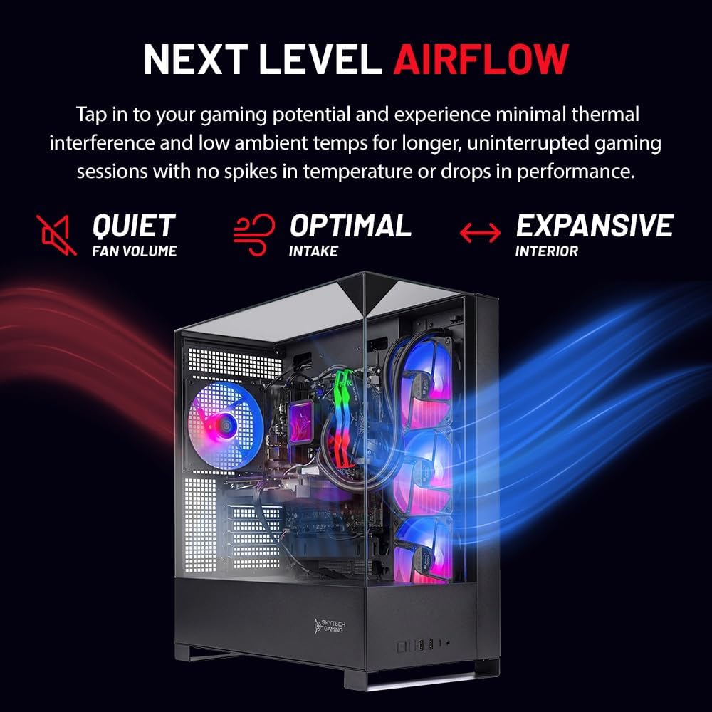Skytech Gaming Shadow 5 Gaming PC, AMD Ryzen 7 7700 3.8GHz, NVIDIA RTX 5070 12GB VRAM, 1TB NVMe SSD, 32GB DDR5 RAM 6000, 750W Gold PSU, 360 ARGB AIO, WI-FI 5, Windows 11, Desktop