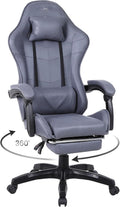 High-Back PC Gaming Chair Office Chair, Desk Task Chair Computer Racing Chair, PU Ergonomic Executive Swivel Rolling Chair with Lumbar Support for Women, Men (Grey)
