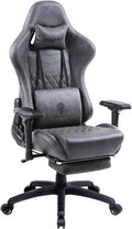 Dowinx Big and Tall Gaming Chair 400LBS, Ergonomic Computer Chair with Massage Lumbar Support & Footrest, High Back Comfortable Office & Gaming Chair with 4D Armrests, PU Leather, Grey