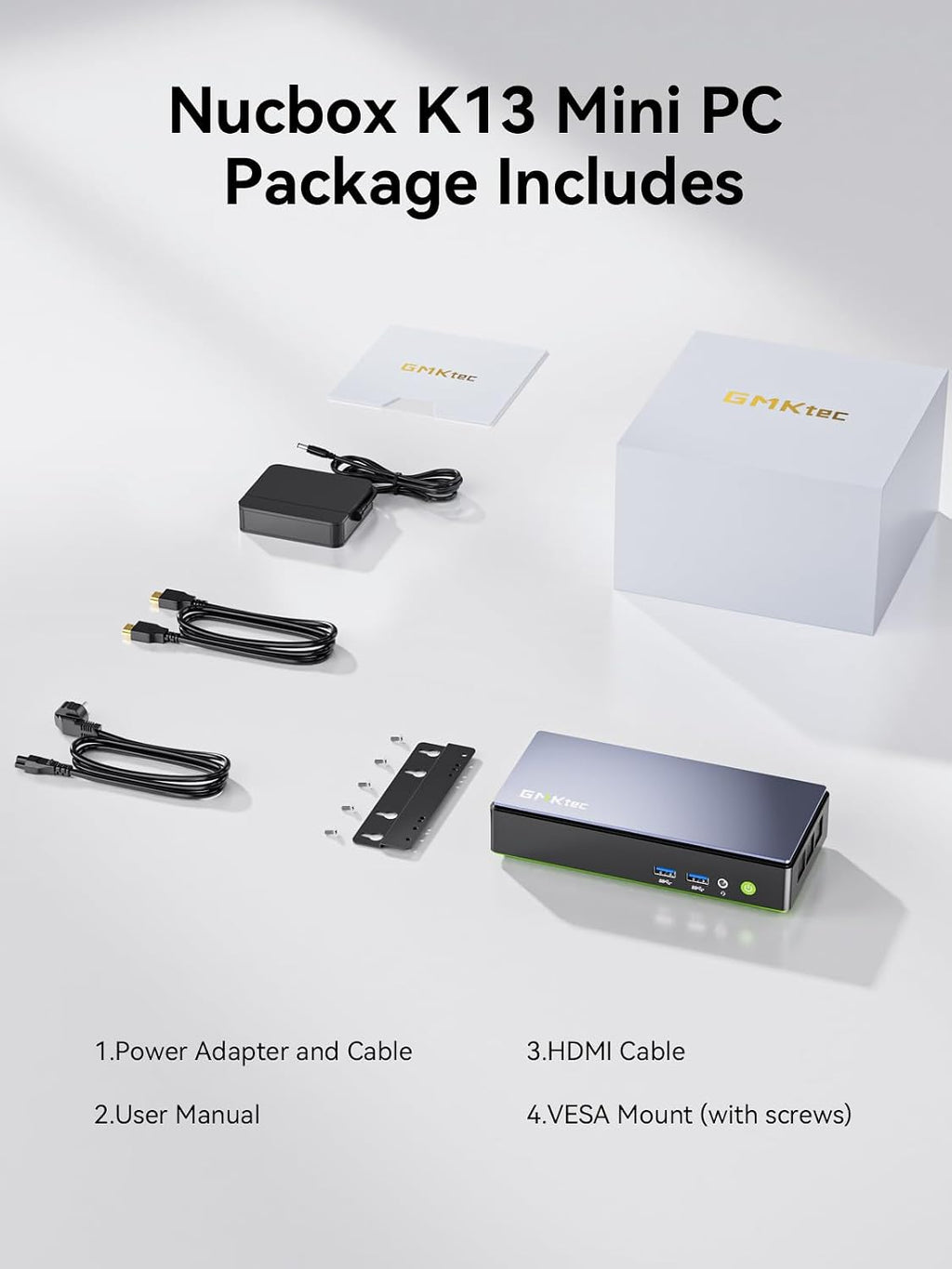 GMKtec K13 Mini PC Intel Ultra 7 256V 115Tops SK Hynix LPDDR5 8533 MT/s PCIe 4.0 SSD Intel ARC 140V Desktop Mini Computer 5GbE LAN NIC/ 2X M.2 Expansion Slots/ USB4/ HDMI