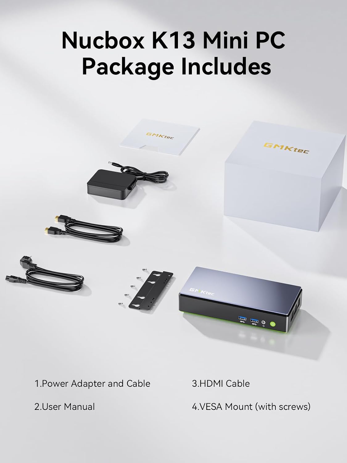 GMKtec K13 Mini PC Intel Ultra 7 256V 115Tops SK Hynix LPDDR5 8533 MT/s PCIe 4.0 SSD Intel ARC 140V Desktop Mini Computer 5GbE LAN NIC/ 2X M.2 Expansion Slots/ USB4/ HDMI