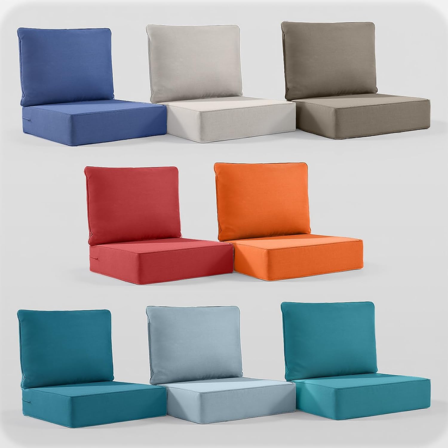 Outdoor Cushion Set for Furniture patio furniture,UV Resistant,Waterproof outdoor cushion set - 6 Inch thick foam garden cushions– 24x24 Inch Patio Seat Covers for Chair/Sofa/Couch Baby Blue 4-pack