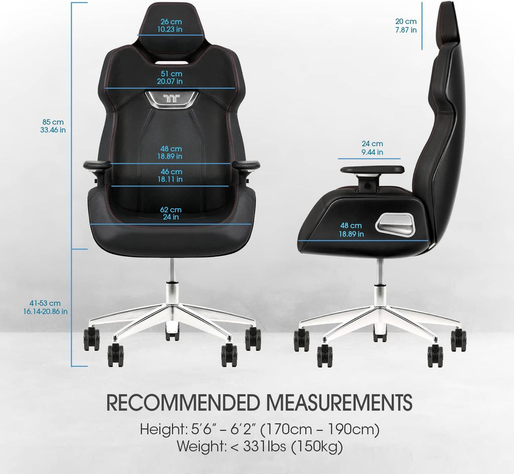 Thermaltake Argent E700 Real Leather Gaming Chair (Storm Black) Design by Studio F∙A∙Porsche, GGC-ARG-BBLFDL-01