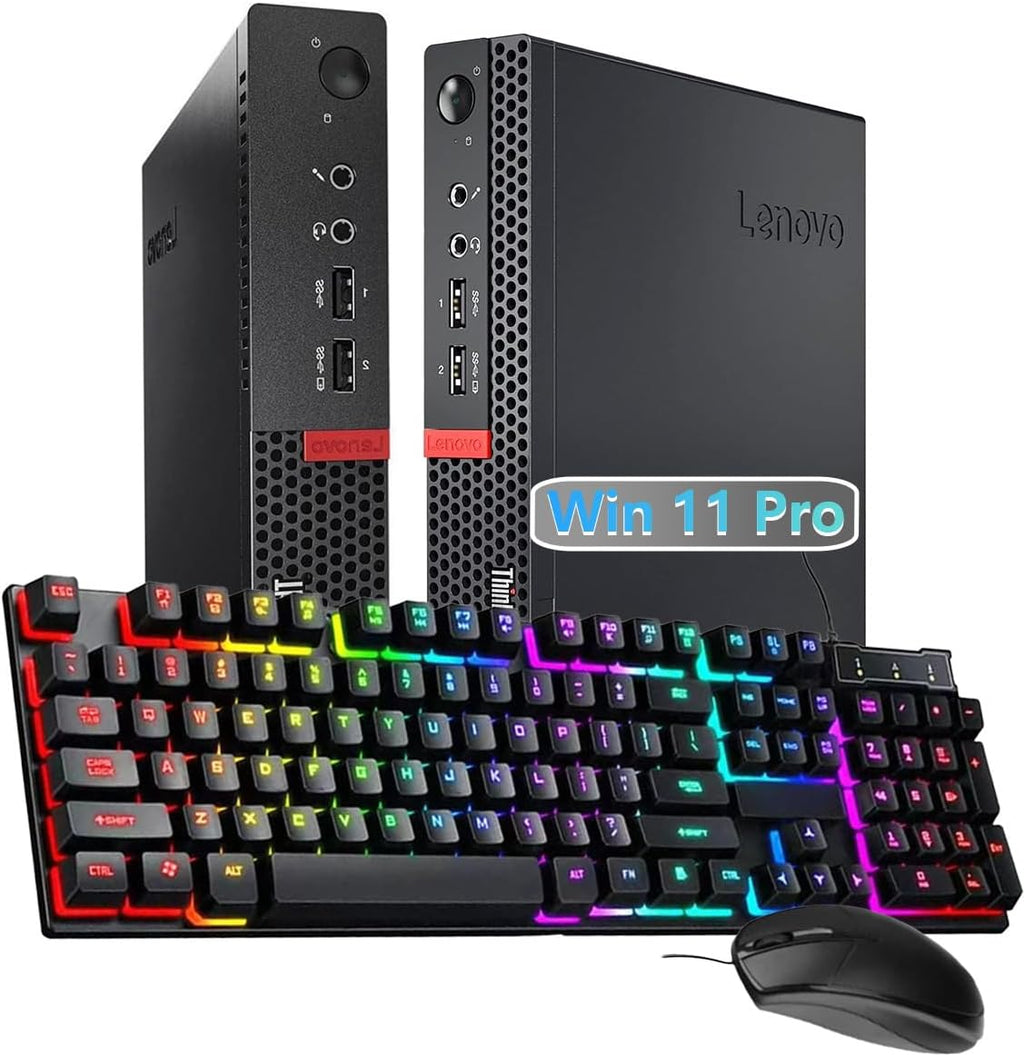 Lenovo ThinkCentre M710Q Mini Tiny Business Desktop PC, Windows 11 Pro, Core 6100, 16GB RAM, 256GB SSD, Keyboard, Mouse, DisplayPort, WiFi (Renewed)