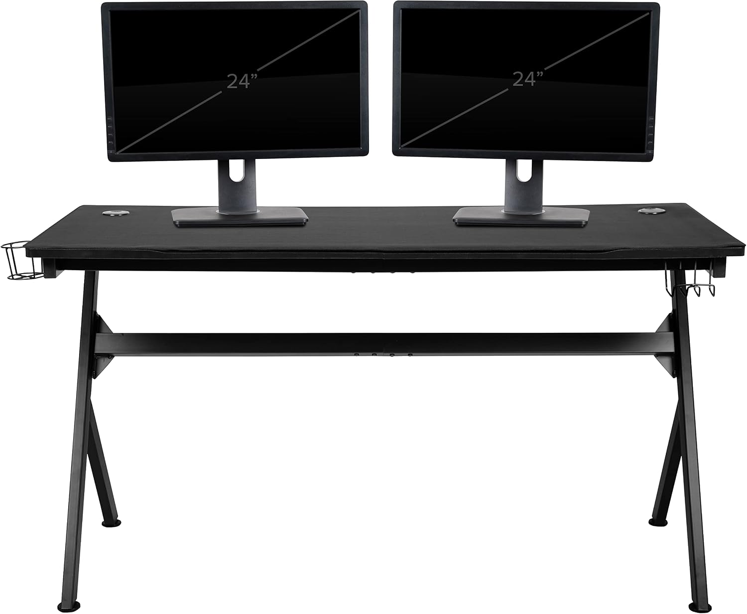 Flash Furniture Gaming Desk and Green/Black Racing Chair Set /Cup Holder/Headphone Hook/Removable Mouse Pad Top - 2 Wire Management Holes
