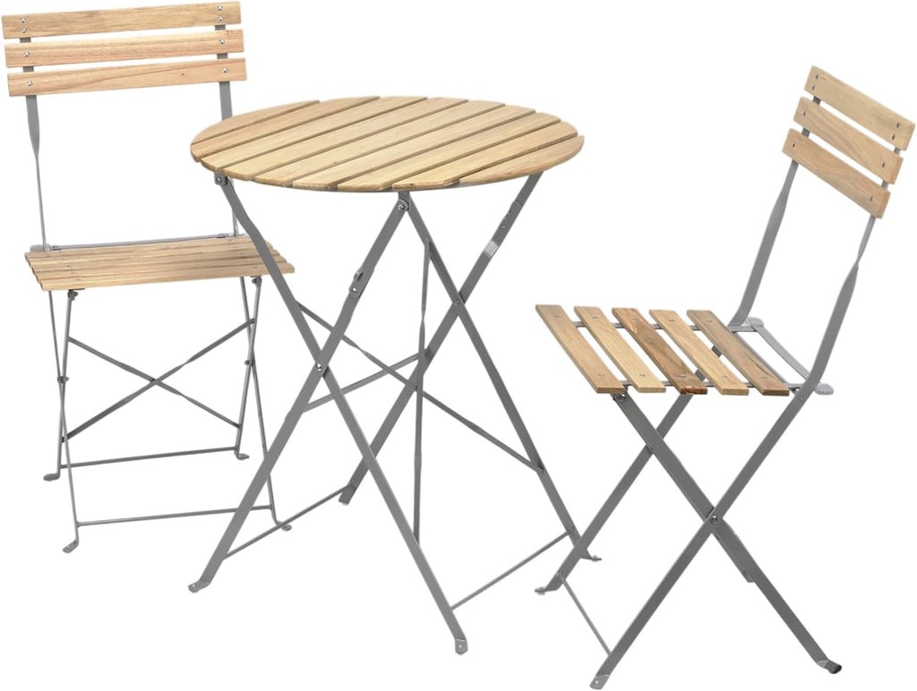 Alpine Corporation 3-Piece Wood Slat and Metal Bistro Set