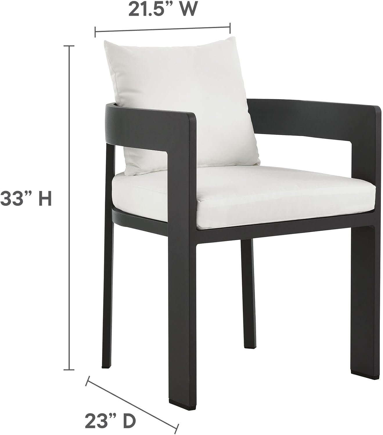 Modway Tahoe Outdoor Patio Powder-Coated Aluminum 5-Piece Dining Set in Gray White - Round Patio Furniture Set for 4 - Outside Table with Umbrella Hole and Cushioned Chairs - Modern Patio Set