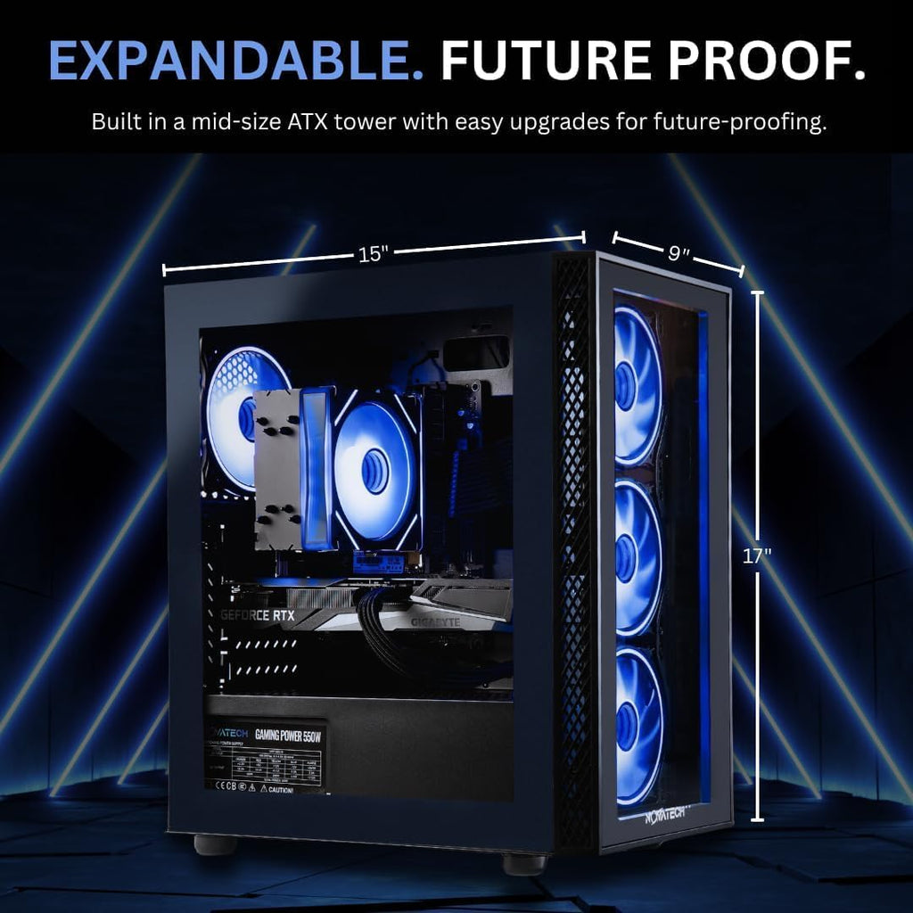 NOVATECH Titan Pro - Prebuilt Gaming PC Desktop Computer - RTX 5060 - Ryzen 5-4.2GHz - 1TB M.2 SSD - 16GB RAM WiFi/BT, Win 11 - Gaming Computer Tower - Pre Built PC Gaming - 1 Year Warranty