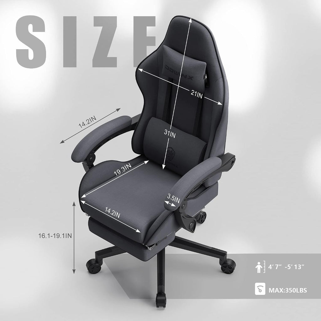 Dowinx Gaming Chair with Pocket Spring Cushion, Computer Office Game Chair, Linkage Armrests and Footrest, High Back Ergonomic Computer Chair with Lumbar Support Task Chair with Footrest(Grey)