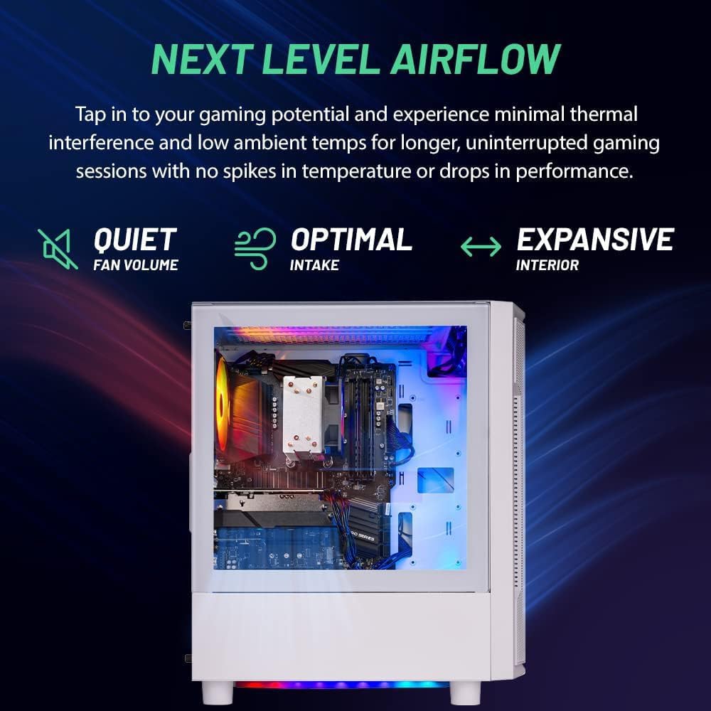 Skytech Gaming Archangel Desktop PC, Ryzen 5 5500 3.6 GHz (4.2GHz), NVIDIA RTX 3050 6GB, 1TB NVMe SSD, 16GB DDR4 RAM 3200, 650W Gold PSU, Wi-Fi, Win 11