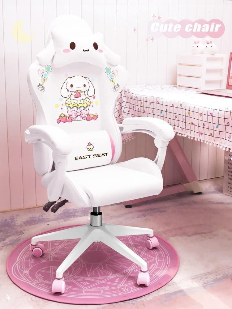 Gaming Chair Adults Gaming Chair Girls Cute Computer Leather Armchair Office Home Swivel Lifting Adjustable Chair