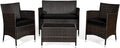 HAPPYGRILL 4 Pieces Patio Sofa Set Rattan Wicker Furniture Patio Conversation Set with Cushioned Sofa and Coffee Table for Outdoor Backyard Garden Poolside
