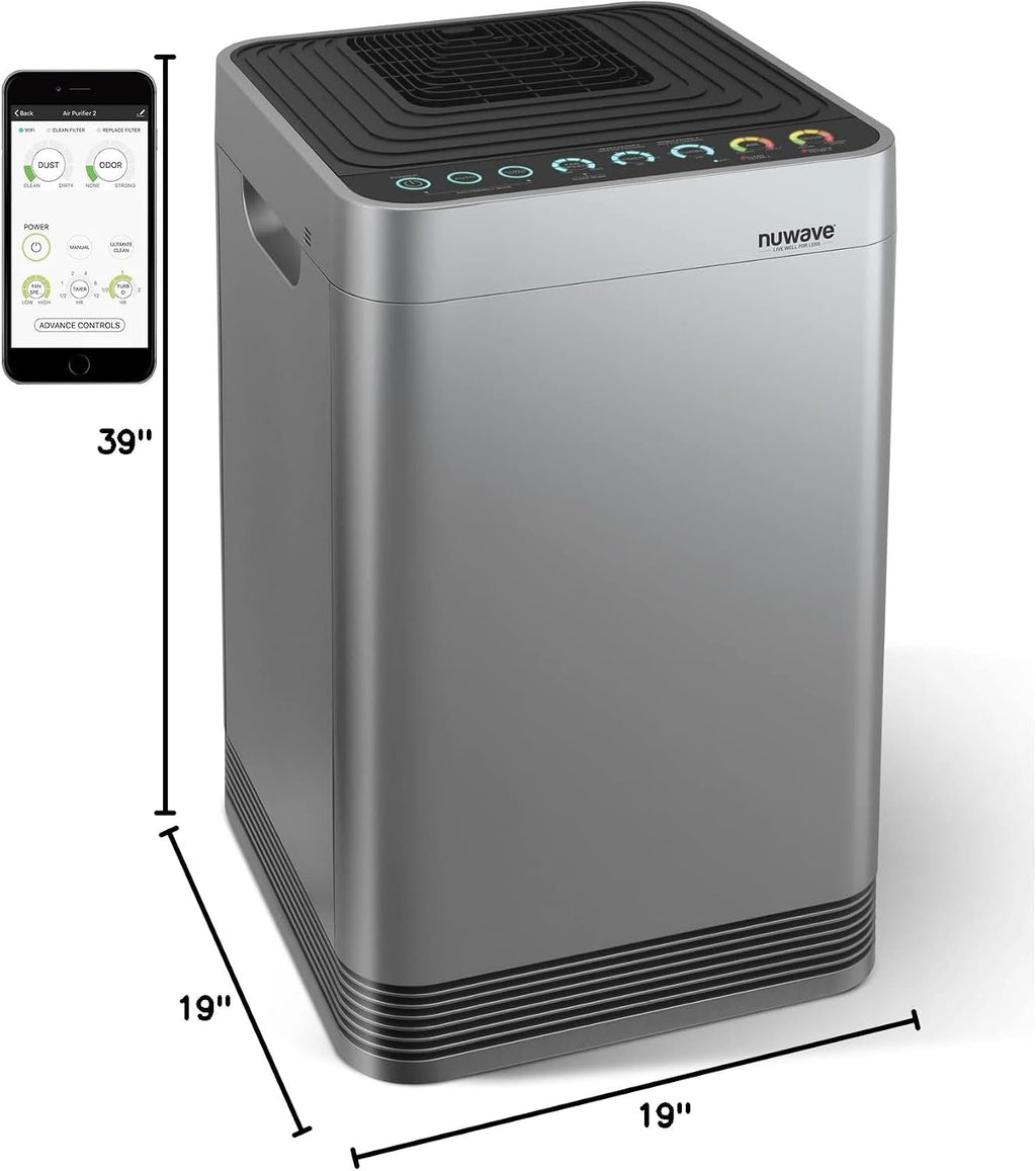Nuwave Oxypure Ultra Clean Air Purifiers for Extra Large Room, Office, 5 Stage Filtration System with 4 Extra HEPA/Carbon Filters, Remove 100% of Dust, Pet Dander, Odors, Pollen, VOCs (Renewed)