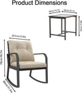 3 Pieces Patio Furniture Set, Rocking Chairs Wicker Outdoor Bistro Set Armchair Patio Furniture Conversation Sets with Tempered Glass Top Coffee Table & Cushions, Off White