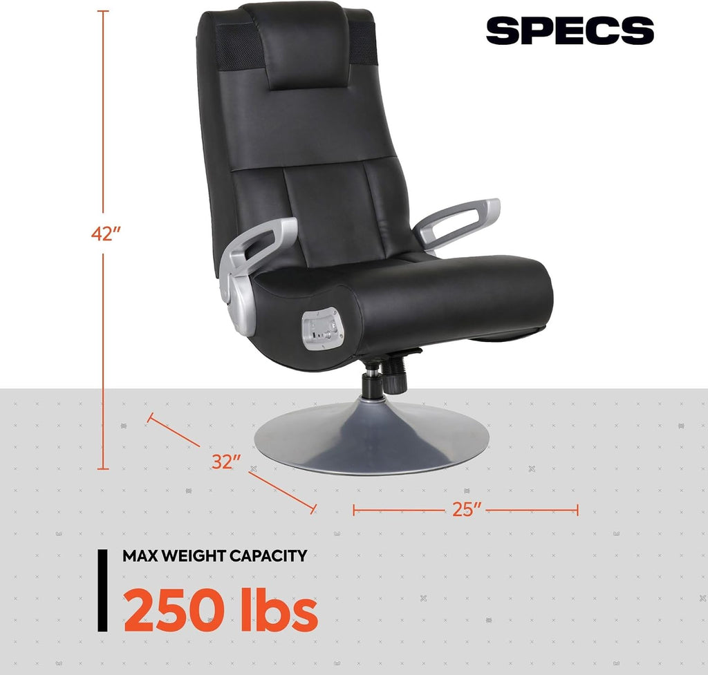 X Rocker SE Pro Video Gaming Lounging Pedestal Chair, Wireless Audio, 2 Speakers, Subwoofer, Foldable, Padded Armrest, 5127401, 30.7' x 30.7' x 39.76', Amazon Exclusive, Black